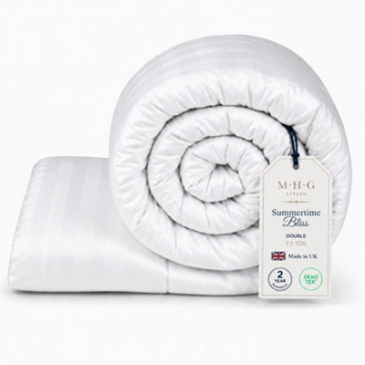 MHG Living 7.5 Tog Summer DuvetLightweight Striped Microfibre DuvetBreathable & Hypoallergenic from B&Q