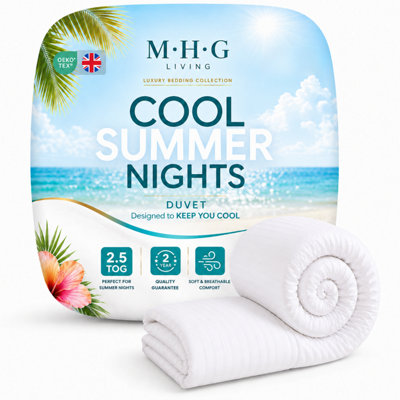 MHG Living 2.5 Tog Cool Summer Duvet QuiltLightweight Striped MicrofibreBreathableHypoallergenic Bedding from B&Q