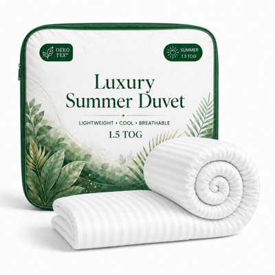 Opulent Home White Single Striped Summer Hollowfibre Duvet 1.5 Tog - Image 6