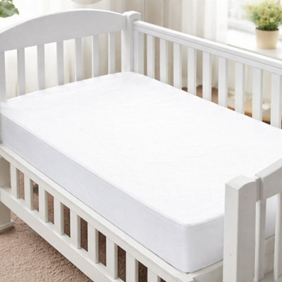 MHG Living Waterproof Cot Bed Mattress Protector 140 x 70 x 15cm Soft Cotton White - Image 4