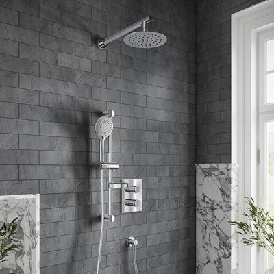 Villeroy & Boch Round Complete Shower Set With Slider Rail Kit Chrome from B&Q