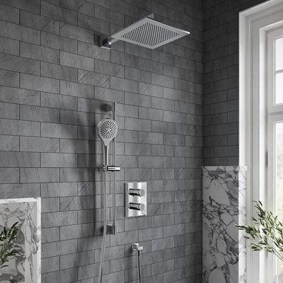 Villeroy & Boch Square Verve Complete Shower Set With Slider Rail Kit Chrome from B&Q
