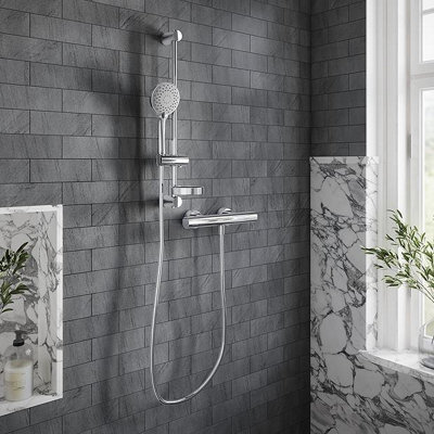 Villeroy & Boch Thermostatic Round Exposed Shower Mixer Set ChromeVbsspack7 from B&Q