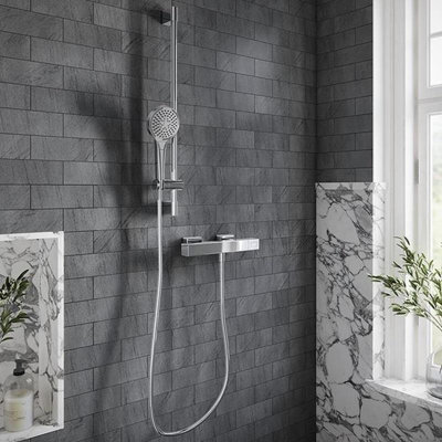 Villeroy & Boch Thermostatic Square Verve Shower Mixer Set Chrome from B&Q