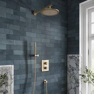 Villeroy & Boch Round Complete Shower Set Brushed Gold from B&Q