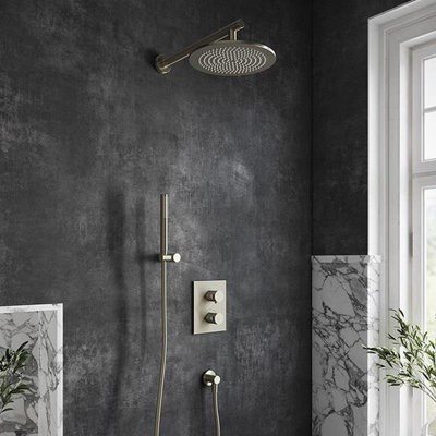 Villeroy & Boch Round Complete Shower Set Matt Brushed Nickel from B&Q