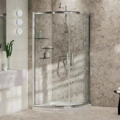 Aquarius Pluvia 8mm Quadrant Double Sliding Shower Door800 X 800 X 2000mmSilver from B&Q