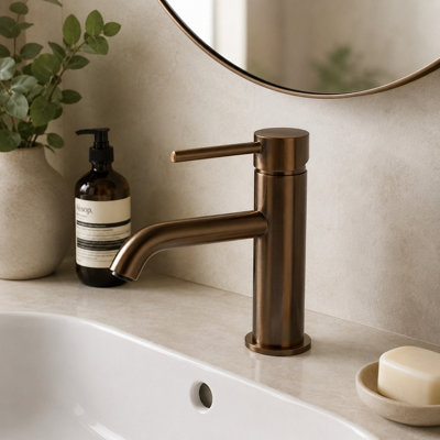 Aquarius Rf-Series Cold Start Mono Basin Mixer Tap Inc Waste Brushed Bronze from B&Q