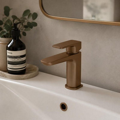 Aquarius Hydro Mono Basin Mixer Tap With WasteBrushed Bronze from B&Q