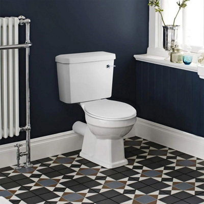 Aquarius Harewood Traditional Close Coupled Toilet With White Plastic Soft Close Seat from B&Q