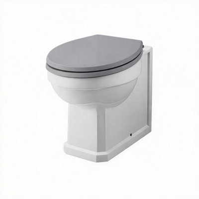 Aquarius Harewood Traditional Back To Wall Toilet With Soft Close Wooden Seat In Grey from B&Q