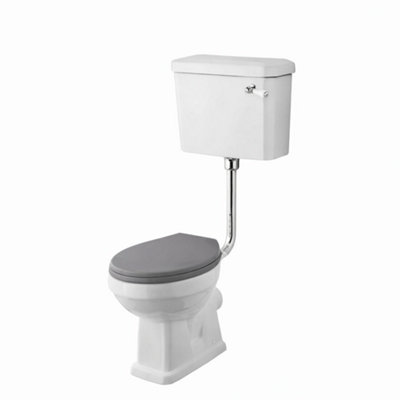 Aquarius Harewood Traditional Low Level Toilet With Soft Close Wooden Seat In Grey from B&Q