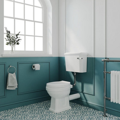 Aquarius Harewood Traditional Low Level Toilet With Soft Close Wooden Seat In White from B&Q