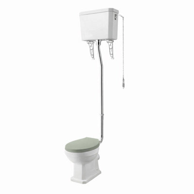Aquarius Harewood Traditional High Level Toilet With Soft Close Wooden Seat In Green from B&Q
