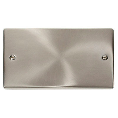 Satin / Brushed Chrome 2 Gang Blank PlateSe Home from B&Q