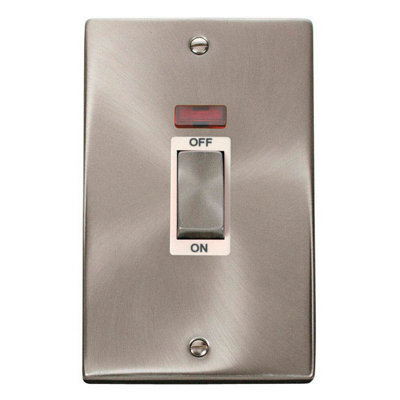 Satin / Brushed Chrome 2 Gang Ingot Size 45A Switch With NeonWhite TrimSe Home