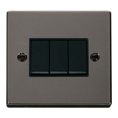 Se Home Nickel 10A 3 Gang 2 Way Switch - Trim Black/Light