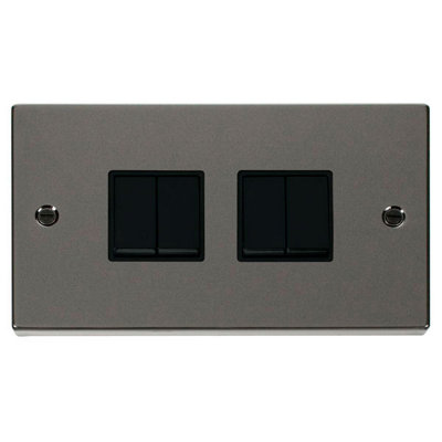 Se Home Nickel 10A 4 Gang 2 Way Switch - Trim Black/Light