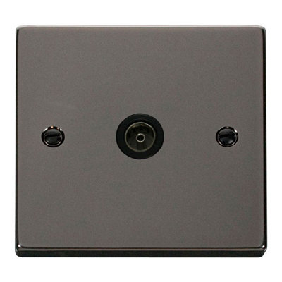 Black Nickel 1 Gang Single Coaxial Tv SocketBlack TrimSe Home from B&Q