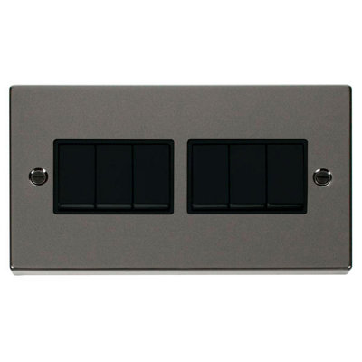 Se Home Nickel 10A 6 Gang 2 Way Switch - Trim Black/Light
