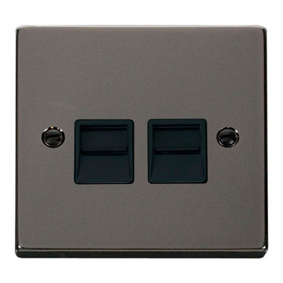 Black Nickel Secondary Telephone Twin SocketBlack TrimSe Home from B&Q