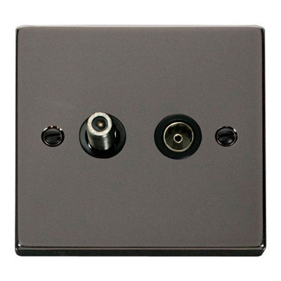 Black Nickel Satellite And Isolated Coaxial 1 Gang SocketBlack TrimSe Home from B&Q