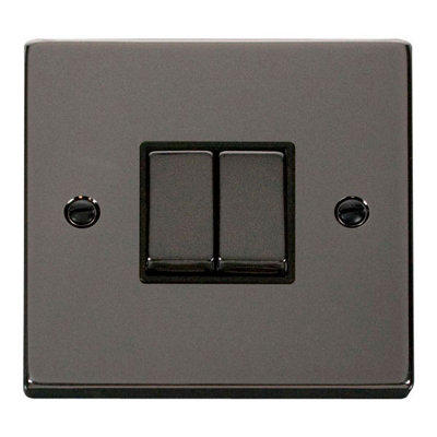 Black Nickel 10A 2 Gang 2 Way Ingot Light SwitchBlack TrimSe Home from B&Q