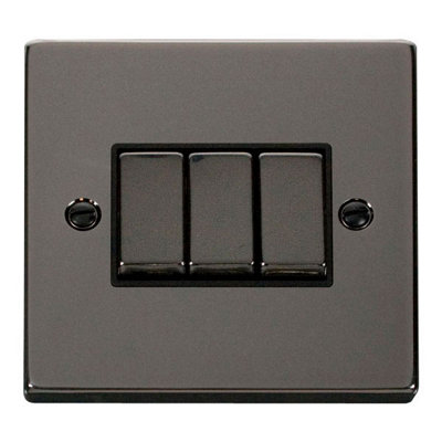 Black Nickel 10A 3 Gang 2 Way Ingot Light SwitchBlack TrimSe Home from B&Q