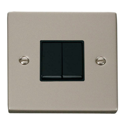 Se Home Pearl Nickel 10A 2 Gang 2 Way Switch - Trim Light/Black