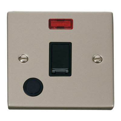 Pearl Nickel 1 Gang 20A Dp Switch With Flex With NeonBlack TrimSe Home from B&Q