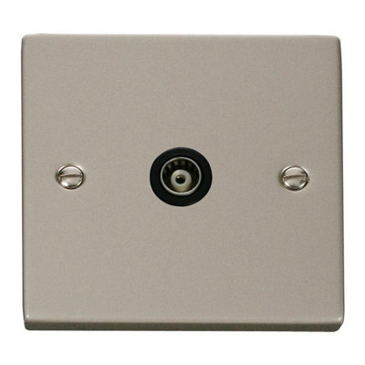 Pearl Nickel Single Isolated Coaxial SocketBlack TrimSe Home from B&Q