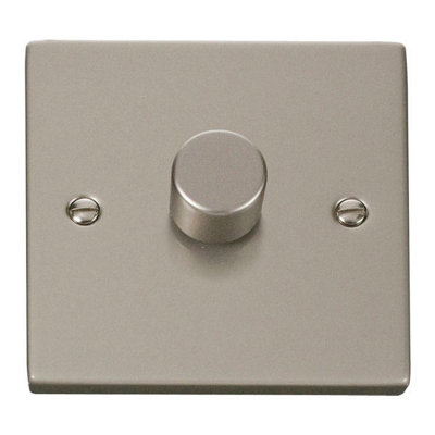 Pearl Nickel 1 Gang 2 Way Led 100W Trailing Edge Dimmer Light SwitchSe Home from B&Q