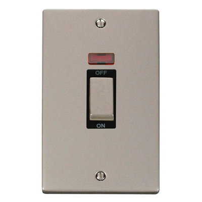 Pearl Nickel 2 Gang Ingot Size 45A Switch With NeonBlack TrimSe Home