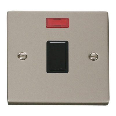 Pearl Nickel 1 Gang 20A Dp Switch With NeonBlack TrimSe Home from B&Q