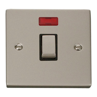 Pearl Nickel 1 Gang 20A Ingot Dp Switch With NeonBlack TrimSe Home from B&Q