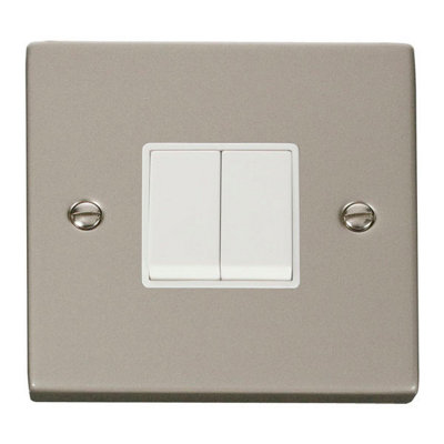 Se Home Pearl Nickel 10A 2 Gang 2 Way Switch - Trim Light/White