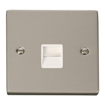 Pearl Nickel Master Telephone Single SocketWhite TrimSe Home from B&Q