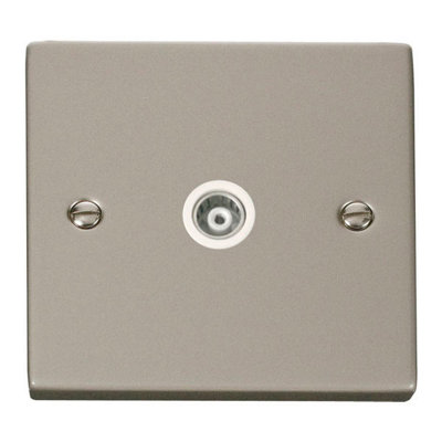 B&Q - Pearl Nickel Single Isolated Coaxial SocketWhite TrimSe Home
