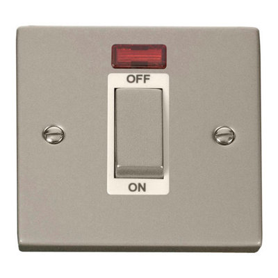 Pearl Nickel 1 Gang Ingot Size 45A Switch With NeonWhite TrimSe Home