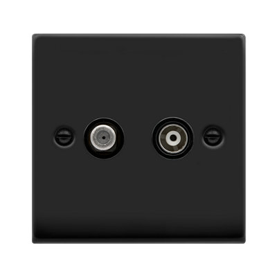 Matt Black Satellite And Isolated Coaxial 1 Gang SocketBlack TrimSe Home from B&Q