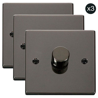 3 PackBlack Nickel 1 Gang 2 Way Led 100W Trailing Edge Dimmer Light SwitchSe Home from B&Q