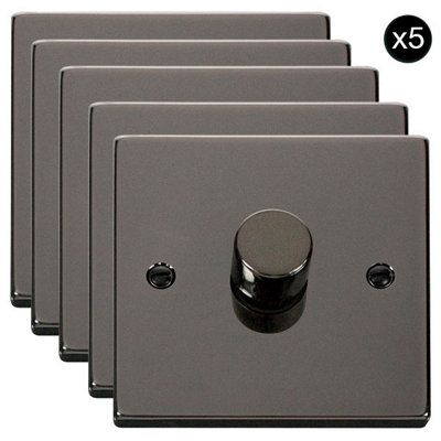 5 PackBlack Nickel 1 Gang 2 Way Led 100W Trailing Edge Dimmer Light SwitchSe Home from B&Q