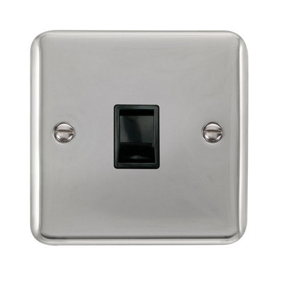 B&Q - Curved Polished Chrome Rj11 SocketBlack TrimSe Home