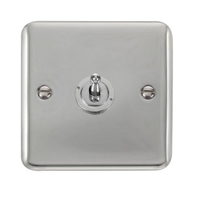B&Q - Curved Polished Chrome 1 Gang 2 Way 10Ax Toggle Light SwitchSe Home