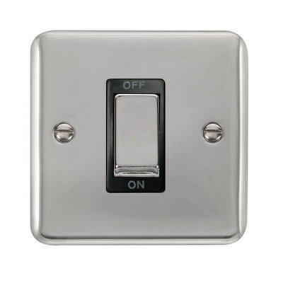 Curved Polished Chrome 1 Gang Ingot Size 45A SwitchBlack TrimSe Home