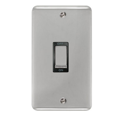 Curved Polished Chrome 2 Gang Ingot Size 45A SwitchBlack TrimSe Home