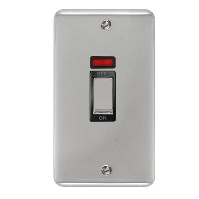 Curved Polished Chrome 2 Gang Ingot Size 45A Switch With NeonBlack TrimSe Home