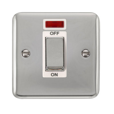 Curved Polished Chrome 1 Gang Ingot Size 45A Switch With NeonWhite TrimSe Home