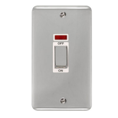 Curved Polished Chrome 2 Gang Ingot Size 45A Switch With NeonWhite TrimSe Home