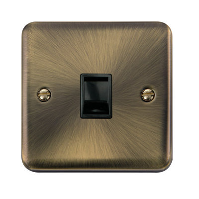 B&Q - Curved Antique Brass Rj11 SocketBlack TrimSe Home